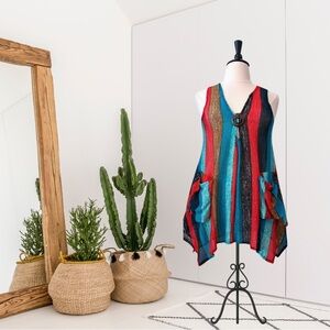 Koko Knot Striped Mesh Knit Tunic Swim Cover Dress